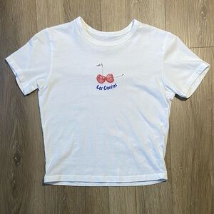 Abercrombie & Fitch White Tee with Cherry Graphic